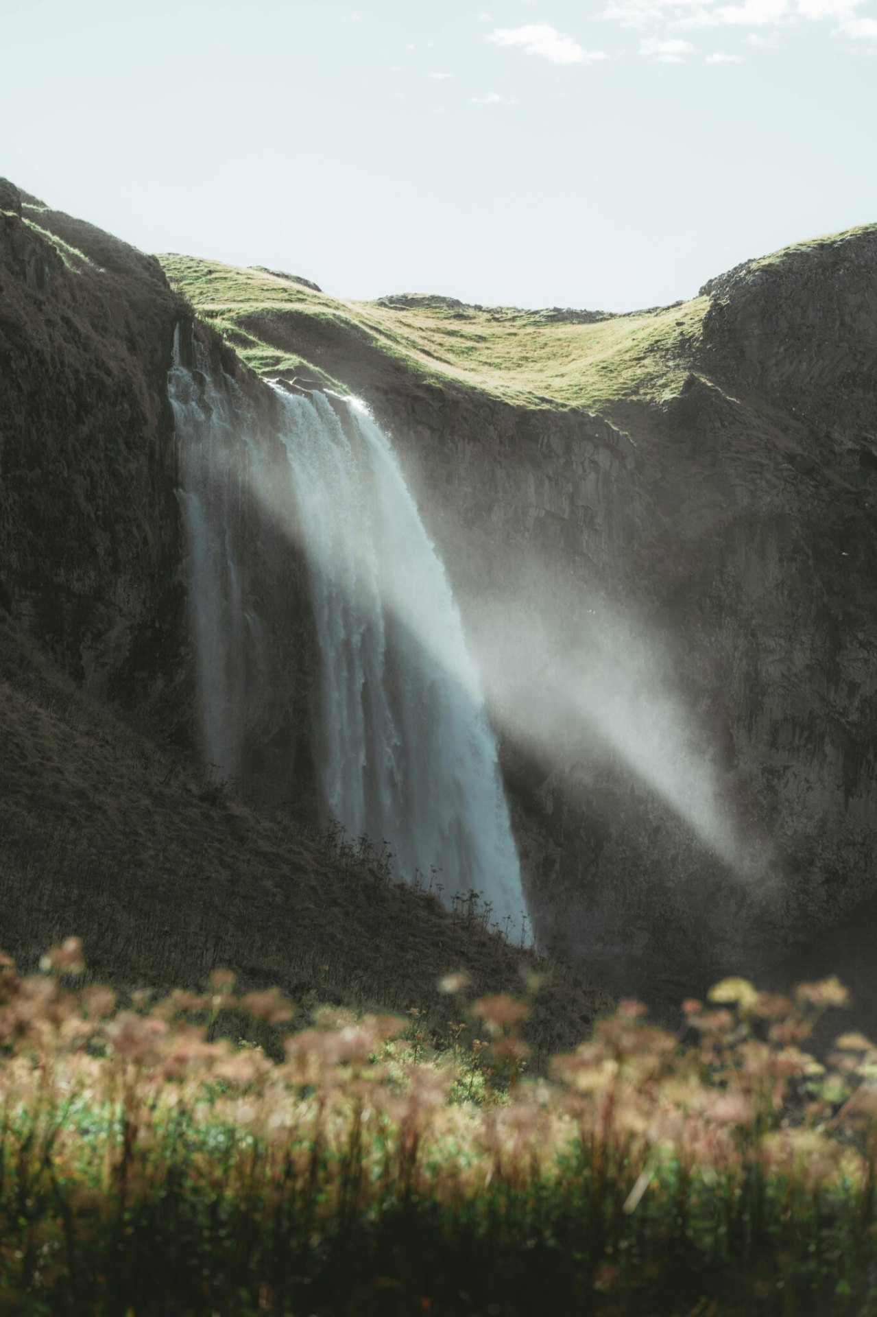 Icelandic waterfall in soft morning light